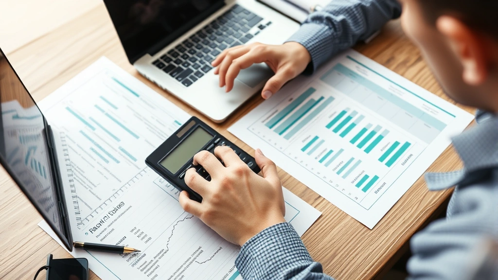 arizona automobile sales tax - 
Person using calculator and laptop to compute vehicle purchase costs with docum