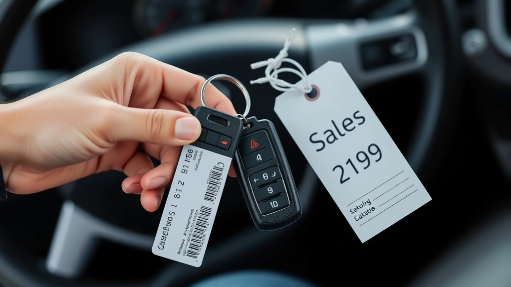 arkansas sales tax auto - 
Person holding car keys with price tag, representing vehicle purchase and sales