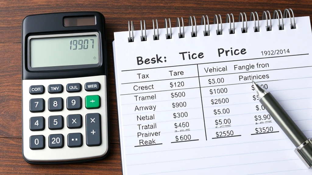 auto sales tax pennsylvania - 
Detailed calculator and notebook showing vehicle purchase price breakdown with 