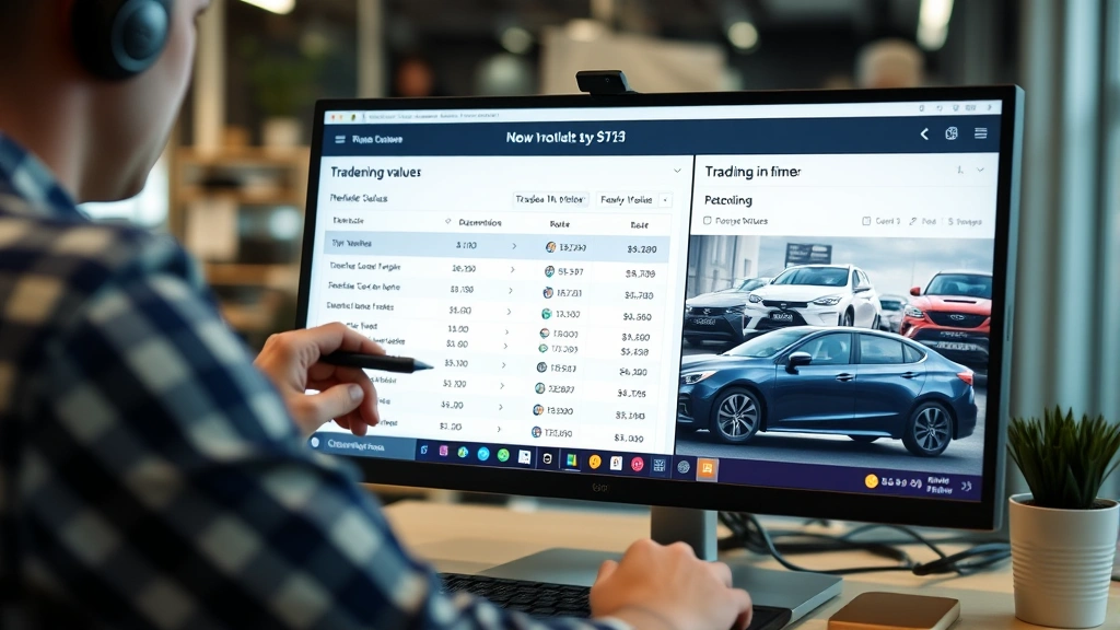 auto sales tax pennsylvania - 
Person researching vehicle values on computer, comparing trade-in offers from m