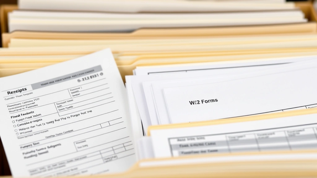 average cost for cpa to do taxes - 
Close-up of organized receipts, W-2 forms, and financial documents in neat fold