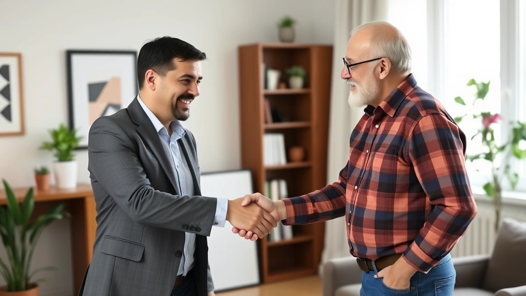 beaver county tax assessment - 
Handshake between property tax consultant and satisfied homeowner in office set