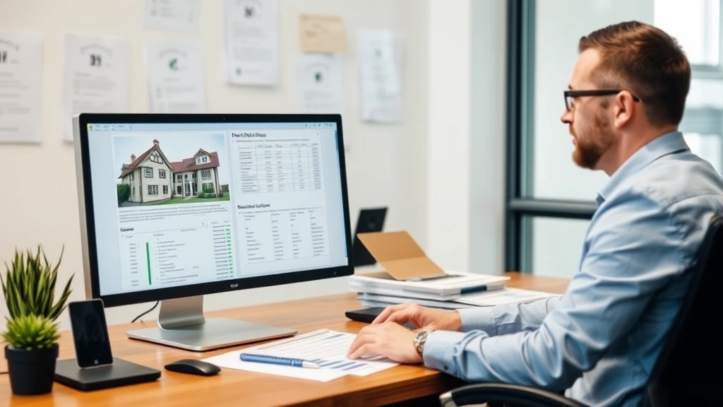 bergen county nj tax records - 
Business professional in office reviewing property records on computer screen
