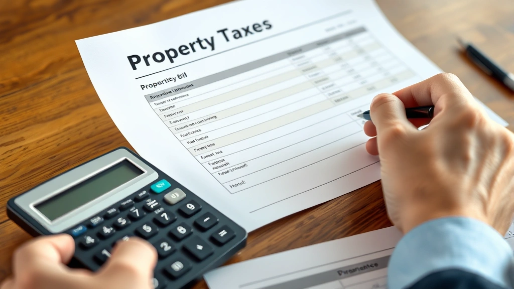 berkeley township nj tax collector - 
Close-up of someone holding a property tax bill statement with a calculator and