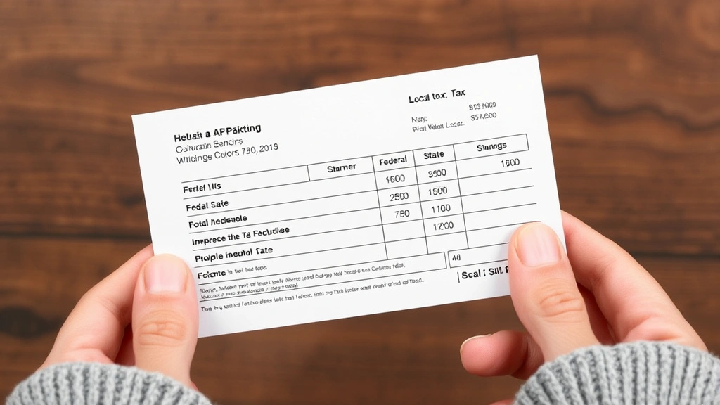 berks earned income tax - 
Hands holding paycheck stub showing federal, state, and local tax withholdings 