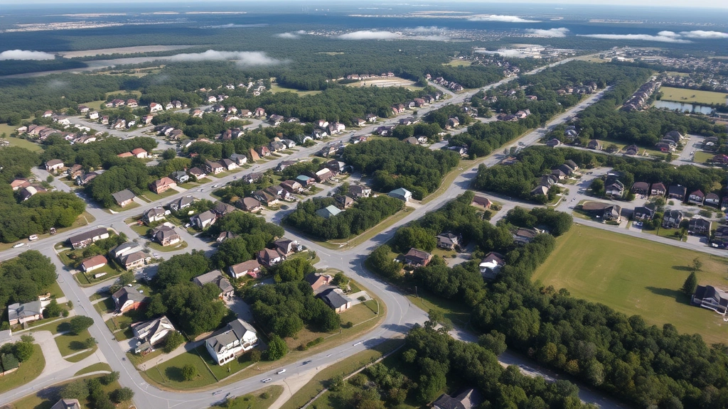 brunswick county tax bill search - 
Aerial view of residential neighborhood with houses and streets in Brunswick Co
