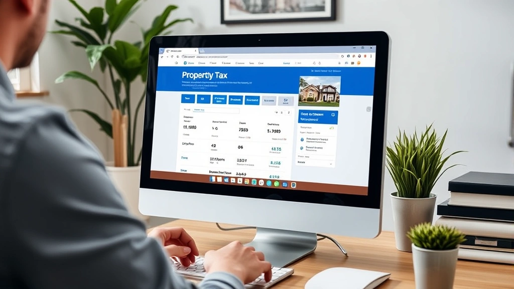 brunswick county tax bill search - 
Person using computer to access online property tax portal on desktop screen
