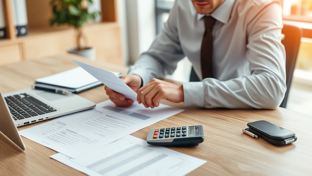 buc-ee's tax revenue - 
Professional accountant reviewing financial documents and tax forms at modern o