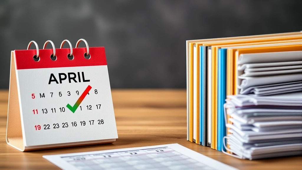 ca income tax forms - 
Calendar showing April 15 tax deadline with checkmark and organized file folder