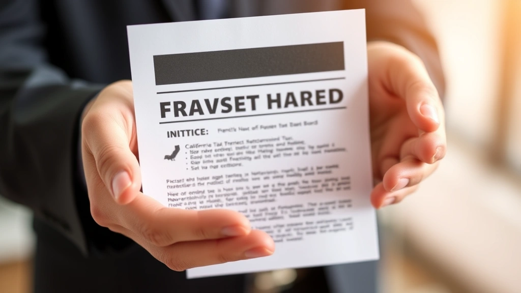 ca income tax forms - 
Hands holding California Franchise Tax Board notice with professional business 