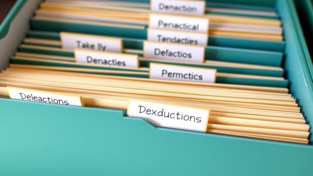 calgary churches that do tax clinics - 
Organized file folder system with labeled tabs for different tax deductions
