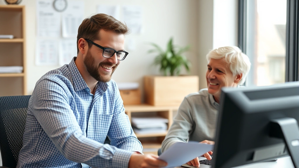 calgary churches that do tax clinics - 
Friendly male tax professional or volunteer pointing to computer screen explain
