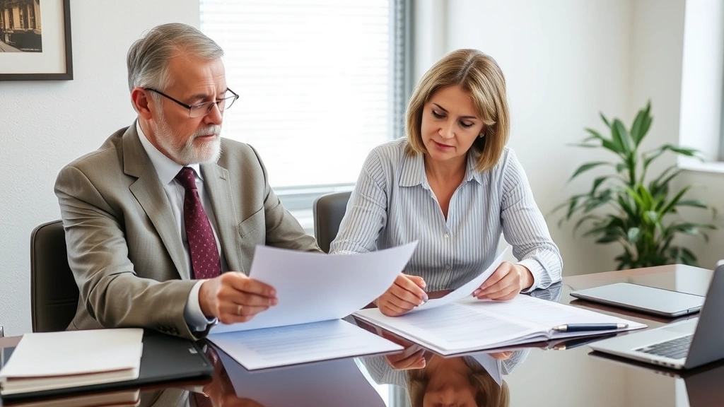 california capital gains tax on real estate -
Mature couple sitting at a financial advisor’s office desk reviewing capi