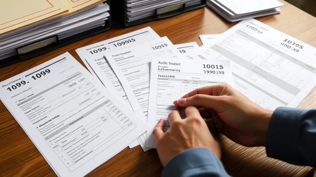 can you file taxes without working - 
Close-up of hands holding multiple 1099 forms and investment statements spread 