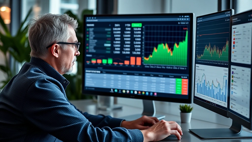 capital gains tax in california -
Mature professional looking at computer screen showing investment portfolio and