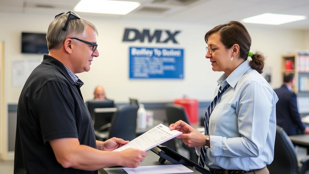 car sales tax in utah - 
DMV registration office interior with customer service representative assisting