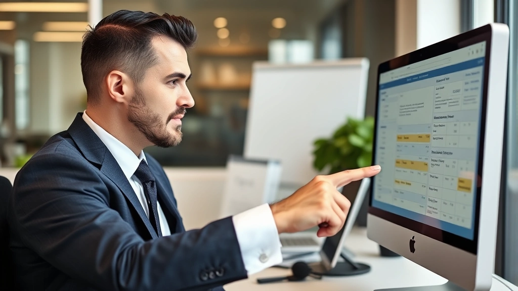 goose creek isd tax office - 
Professional male tax advisor in business suit pointing at computer screen show
