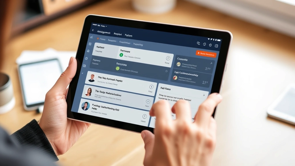granite tax connect - 
Close-up of hands holding a tablet showing a client communication dashboard wit