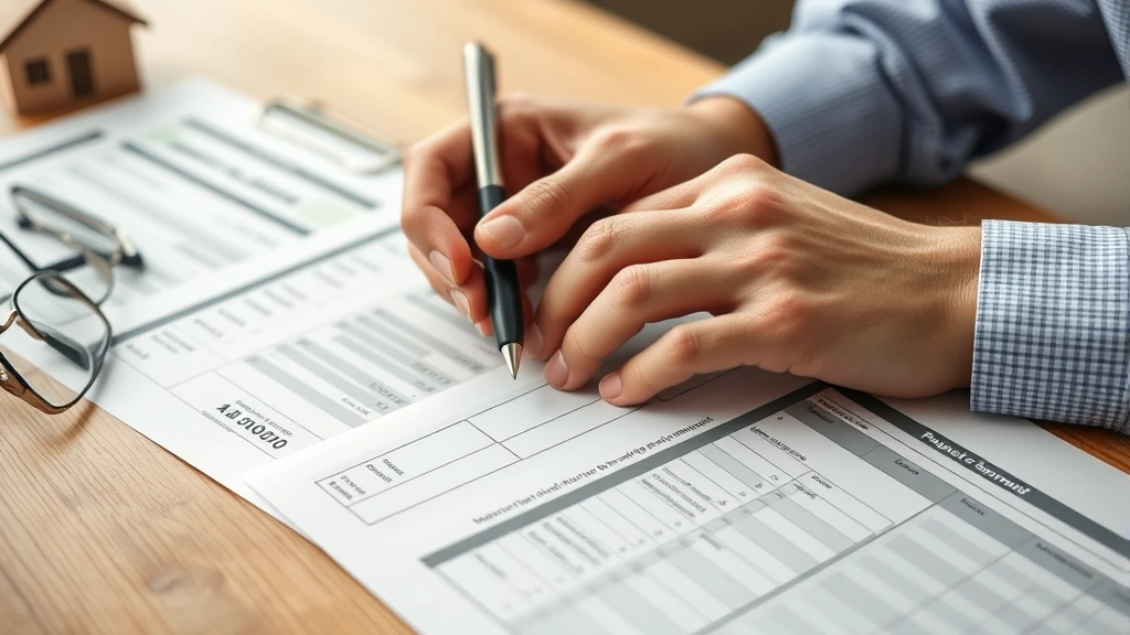 greenville sc tax - 
Close-up of hands reviewing property tax assessment documents and home valuatio