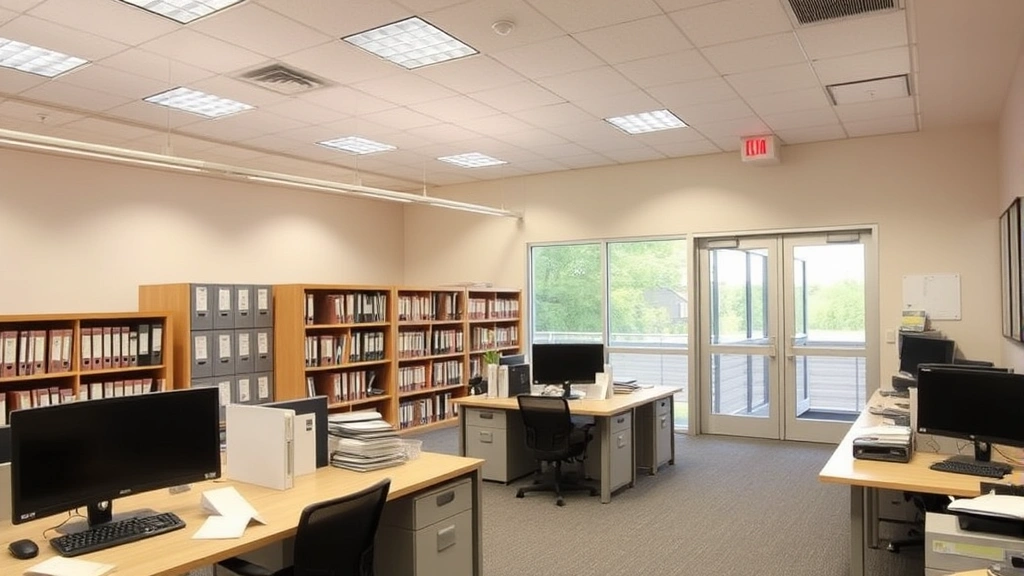 hall county property tax - 
Modern county assessor’s office interior with organized filing systems an