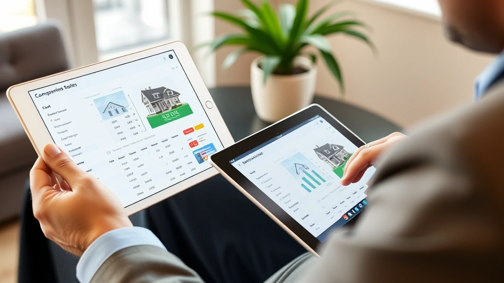 hall county property tax - 
Real estate professional comparing comparable home sales data on tablet and lap