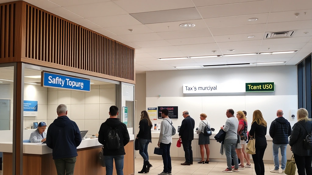 hamden ct tax collector - 
Modern office interior with people waiting in line at a municipal tax payment c