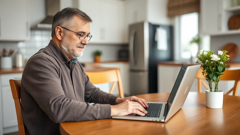 hamden ct tax collector - 
Homeowner sitting at kitchen table with laptop, making an online property tax p