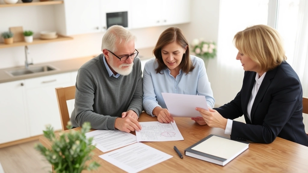 hamden taxes - 
Senior couple reviewing tax benefits and relief programs documents at kitchen t