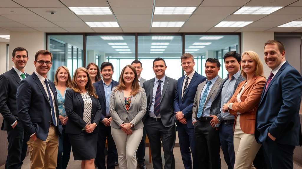 harnett county tax office -
Diverse group of people in business casual attire in county office waiting area