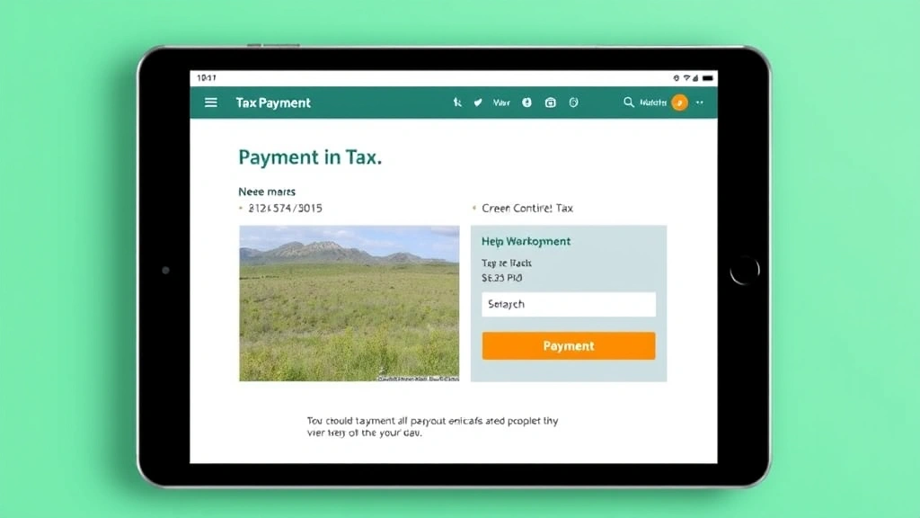 harnett county tax office -
Tablet screen displaying online tax payment portal with property details and pa