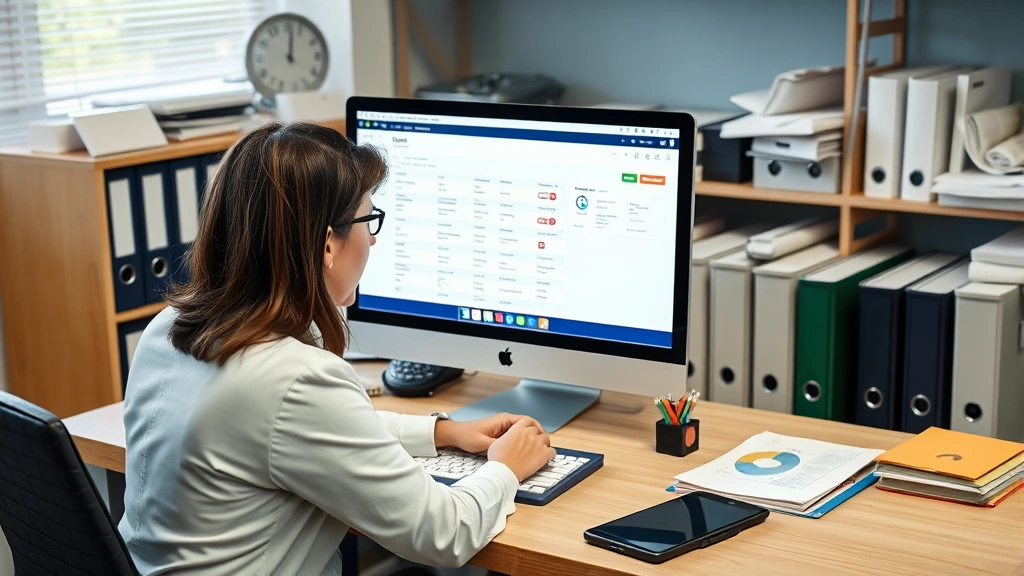 hawaii state income tax refund - 
Tax professional at desk with computer showing online tax filing interface, org