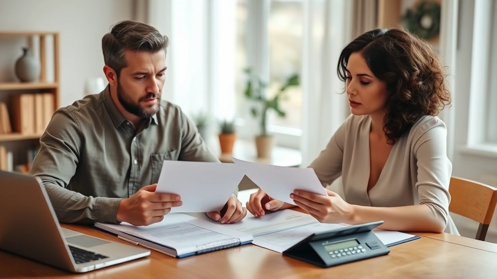 hawaii state income tax refund - 
Diverse couple reviewing financial documents together at home office table with
