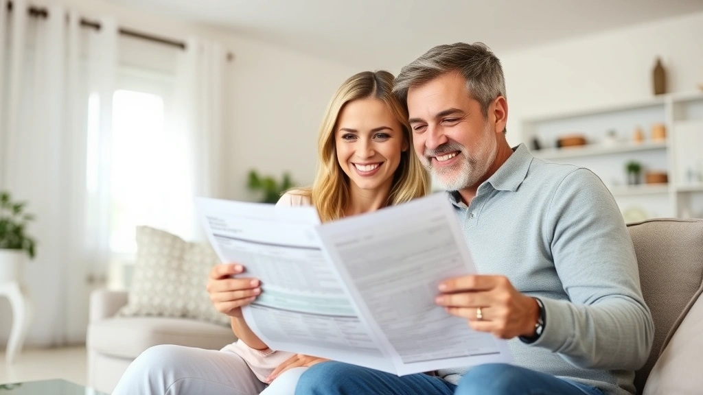 hennepin county property tax payment - 
Diverse homeowner couple reviewing tax bill statement together in living room w