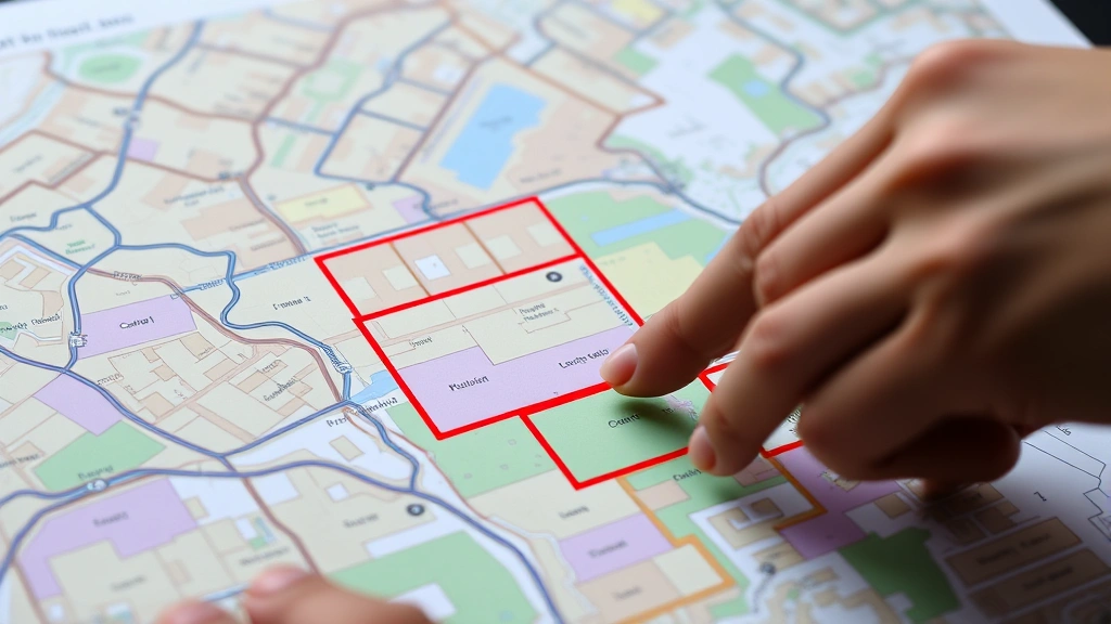 horry county tax map - 
Close-up of hands pointing at property boundaries on a digital GIS tax map disp