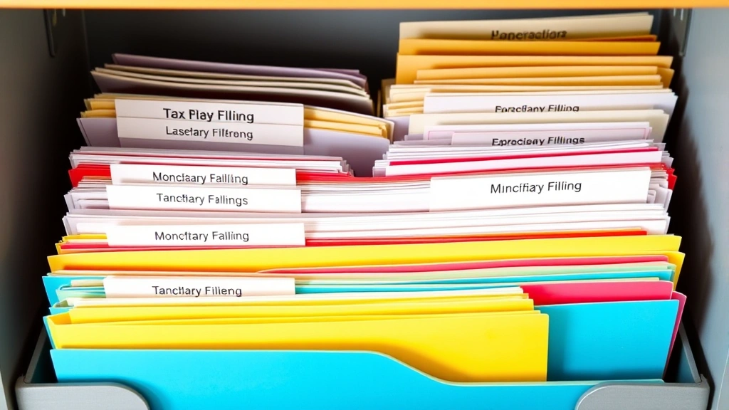 hotel occupancy tax italy - 
Organized filing system with color-coded folders and documents representing dif