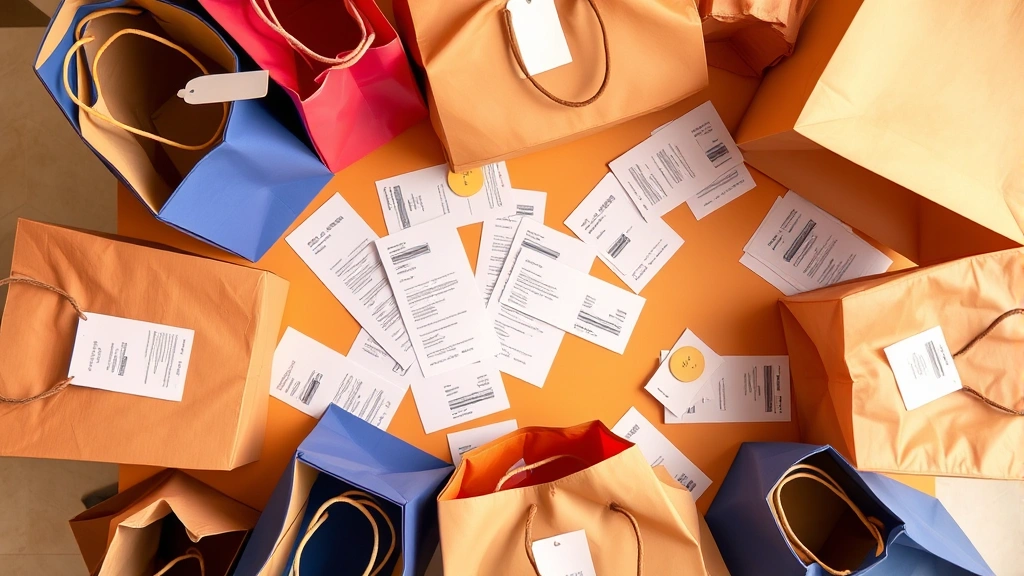 how much is sales tax in nc - 
Overhead view of shopping bags with price tags and receipts spread on table
