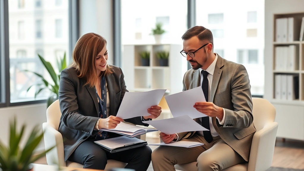 how much is sales tax in nc - 
Professional financial advisor explaining tax forms to client in contemporary o