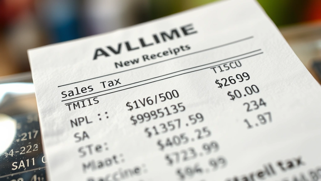 how much is sales tax in ohio - 
Close-up of receipt showing sales tax calculation on retail purchase, natural l