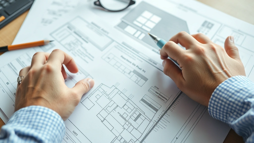 how to avoid property tax reassessment california - 
Close-up of hands reviewing building permit and home improvement plans on desk 