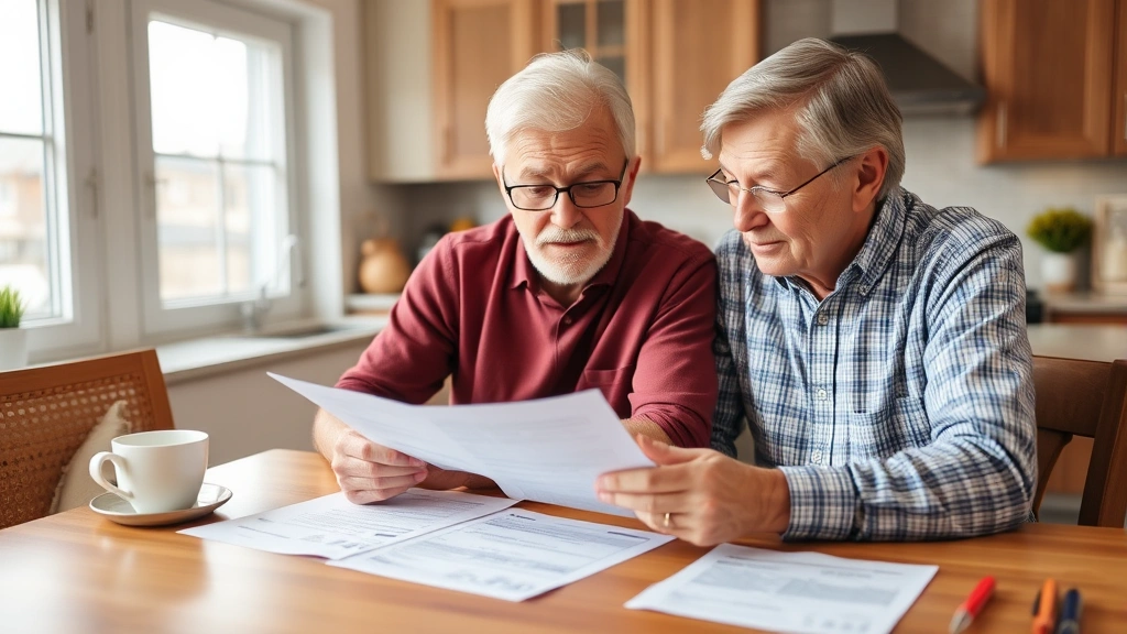 how to avoid property tax reassessment california - 
Mature couple reviewing property tax statement and exemption forms at kitchen t