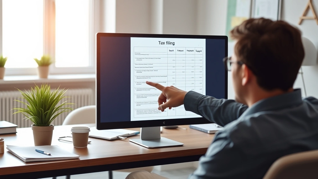how to file local taxes in pa - 
Accountant pointing at tax filing checklist on computer screen in contemporary 