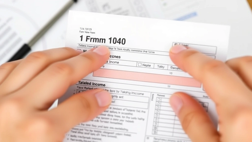 how to find average tax rate - 
Close-up of hands holding Form 1040 tax return with highlighted taxable income 