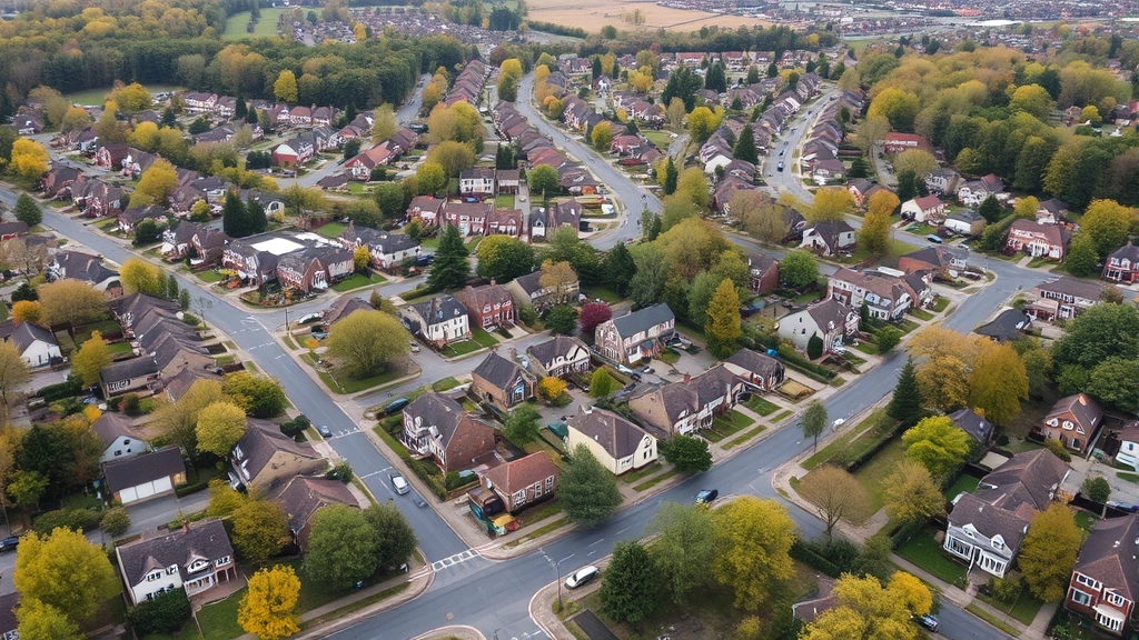 howard county md property tax - 
Aerial view of suburban Howard County Maryland neighborhood with residential ho