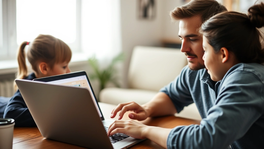 indiana 529 tax credit -
Parent and teenage student looking at laptop screen showing college website