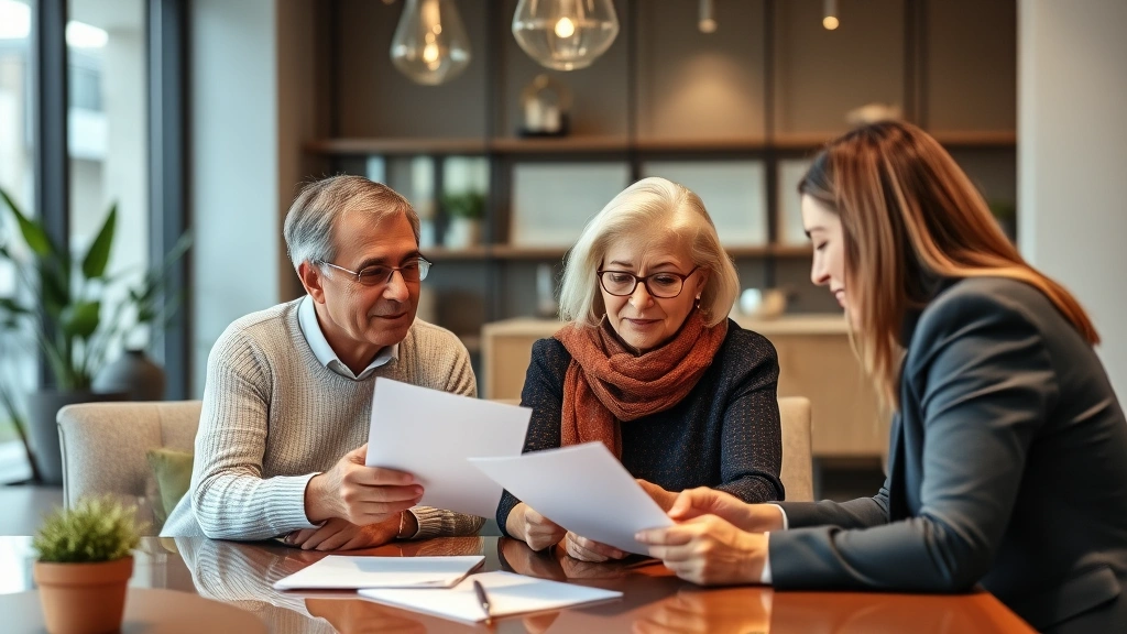 indiana estate tax - 
Mature couple meeting with financial advisor in contemporary office setting, re