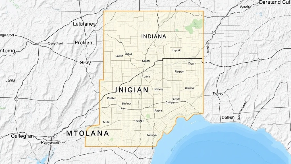 indiana vehicle sales tax - 
Overhead view of Indiana map with highlighted county regions
