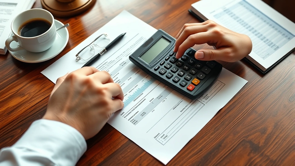inheritance tax pennsylvania -
Close-up of hands reviewing financial documents and calculator on mahogany desk