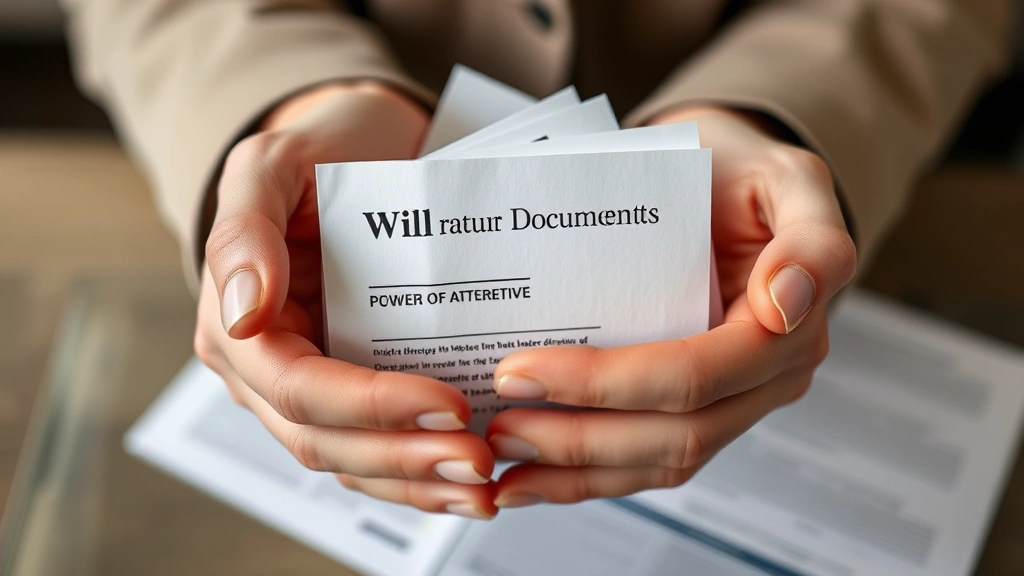 iowa estate tax -
Close-up of hands holding important documents: will, power of attorney, and hea