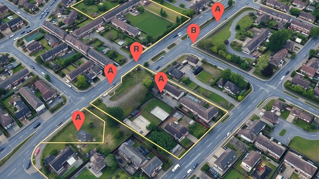 iredell county tax bill search - 
Aerial view of residential neighborhood with property boundaries and assessment