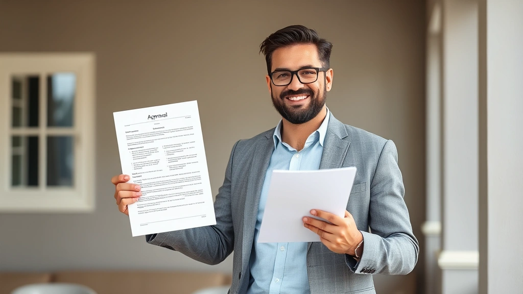 iredell county tax bill search - 
Confident male homeowner in casual business attire holding approved property ta